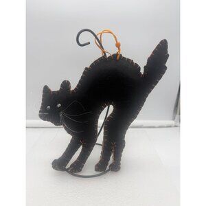 Stuffed Felt Black Cat Makes Noise Eyes Light Up Halloween Decor